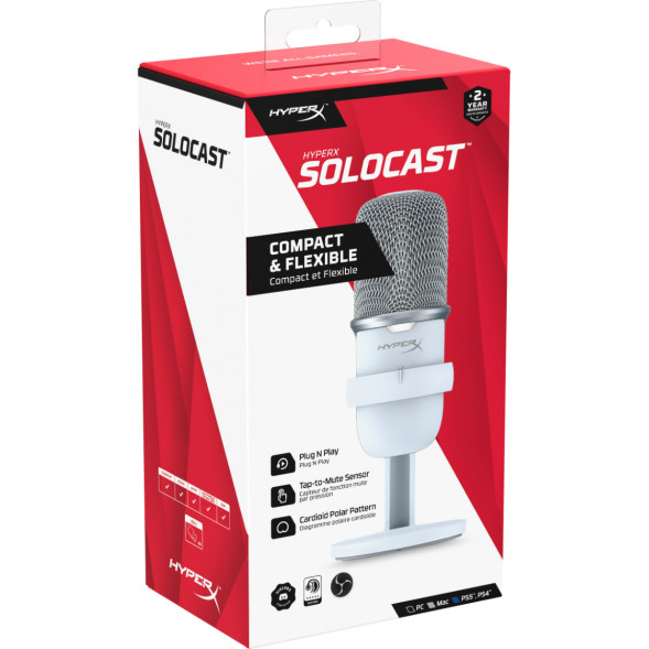 Микрофон для стриминга и игр HyperX SoloCast, White в Тамбове