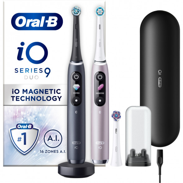 Набор из 2-х электрических зубных щеток Oral-B iO Series 9 Duo, Black Onyx и Rose Quartz в Тамбове