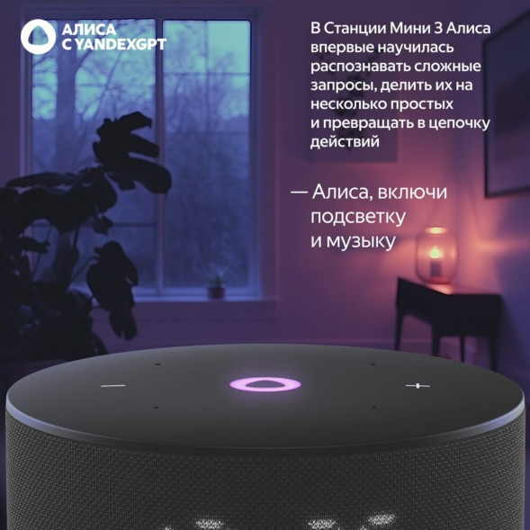 Умная колонка Яндекс Станция Мини 3 c Алисой на YandexGPT, чёрная в Тамбове
