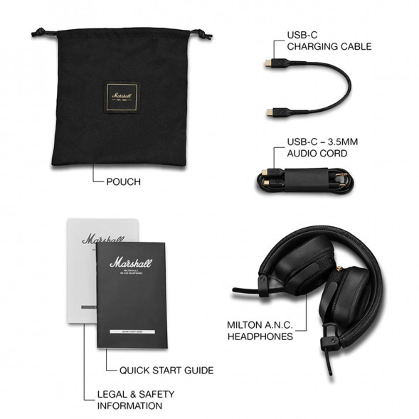 Беспроводные наушники Marshall Milton ANC, Black в Тамбове