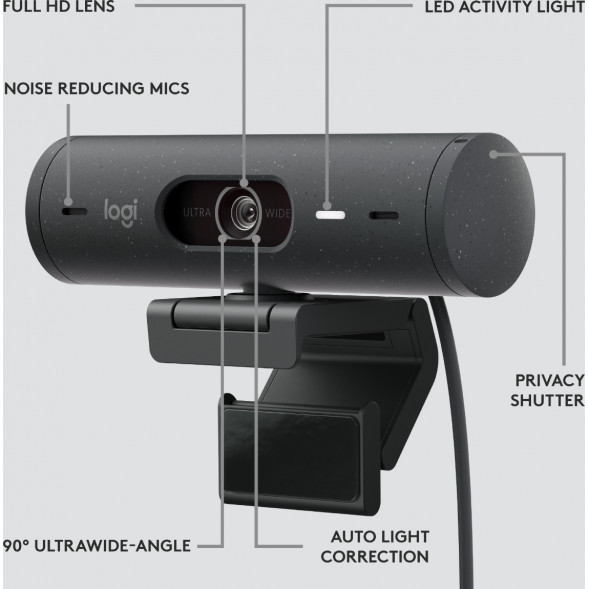 Веб-камера Logitech Brio 500, чёрный в Тамбове
