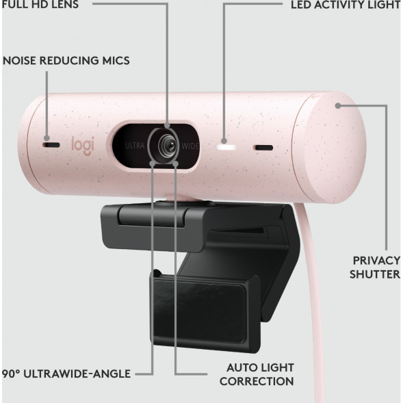 Веб-камера Logitech Brio 500, розовый в Тамбове