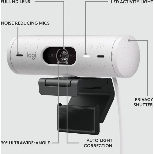 Веб-камера Logitech Brio 500, белый в Тамбове