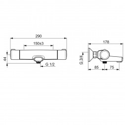 Термостатический смеситель Oras Nova ECO (7462G-33), черный матовый