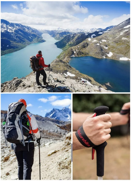 Треккинговая палка Naturehike 135 см, 1 шт., черный/красный в Тамбове