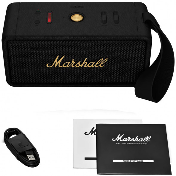 Портативная акустика Marshall Middleton, 60 Вт, черный и латунный в Тамбове