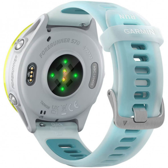 Умные часы Garmin Forerunner 570 47 мм Amp Yellow Aluminium/Translucent Whitestone/Turquoise 010-02971-01 в Тамбове