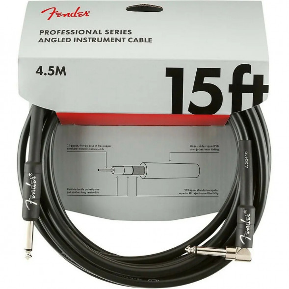 Инструментальный кабель Fender Professional Series 15 ft, 4.5 м, jack 6.3, черный в Тамбове