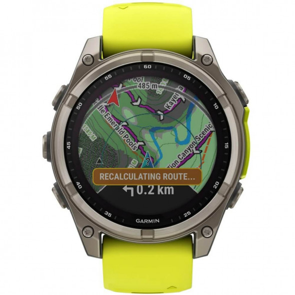 Умные часы Garmin Fenix 8, 51 мм, Solar, Sapphire Titanium with AMP Yellow/Graphite Silicone Band 010-02907-20 в Тамбове