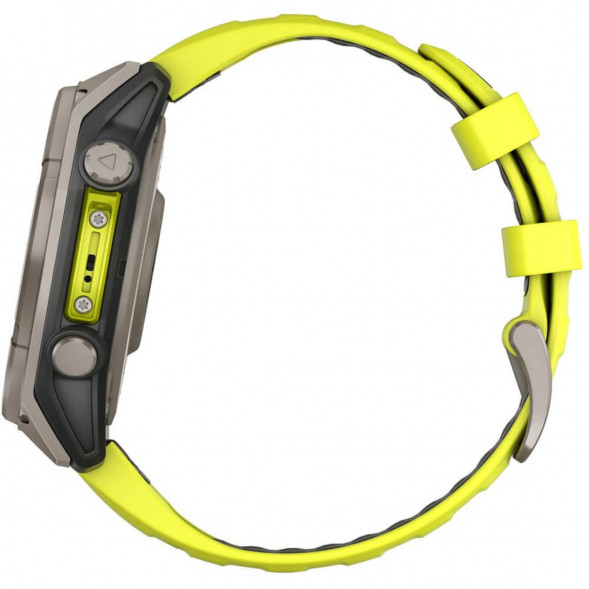 Умные часы Garmin Fenix 8, 51 мм, Solar, Sapphire Titanium with AMP Yellow/Graphite Silicone Band 010-02907-20 в Тамбове