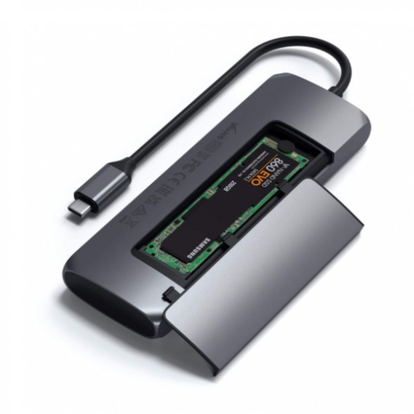 Док-станция Satechi USB-C Hybrid Multiport Adapter (with SSD Enclosure M.2 SATA, 2xUSB 3.1, USB Type-C, HDMI), Серый ST-UCHSEM в Тамбове