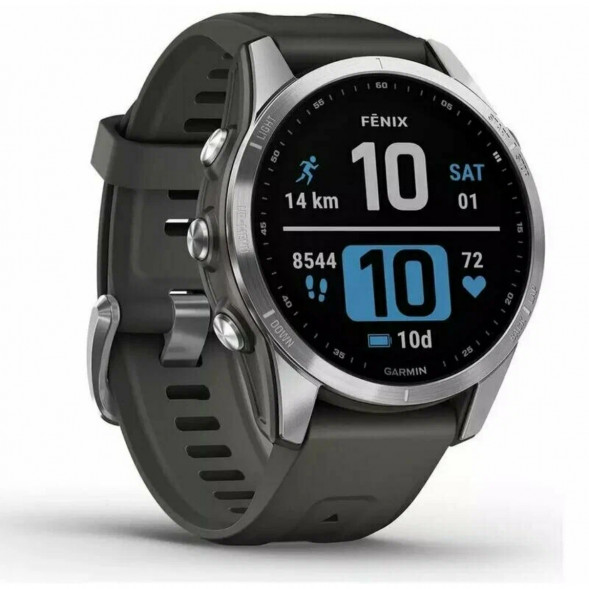 Умные часы Garmin Fenix 7s серебристый с графитовым силиконовым ремешком 010-02539-01 в Тамбове