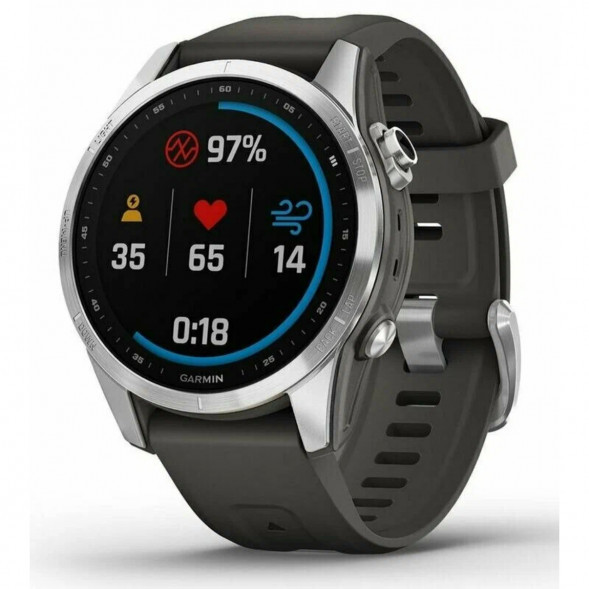 Умные часы Garmin Fenix 7s серебристый с графитовым силиконовым ремешком 010-02539-01 в Тамбове