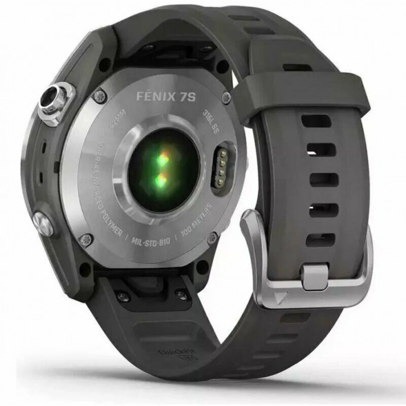 Умные часы Garmin Fenix 7s серебристый с графитовым силиконовым ремешком 010-02539-01 в Тамбове