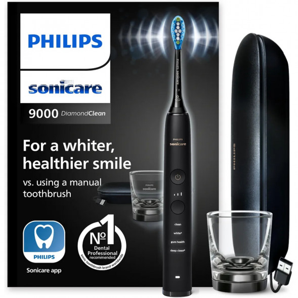Электрическая зубная щетка Philips Sonicare Diamond Clean 9000 с USB-футляром и зарядным стеклом HX9911/09 в Тамбове