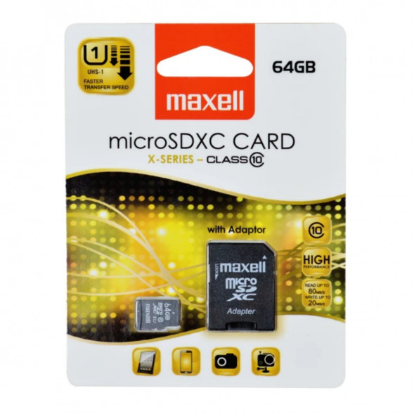 Карта памяти Maxell Micro SDXC 64 ГБ CLASS 10 с адаптером в Тамбове