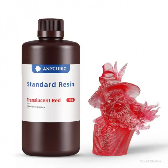 Фотополимерная смола Anycubic Standard Resin для 3D принтера Полупрозрачный красный (Tran-Red), 1 кг в Тамбове