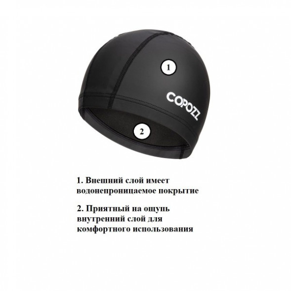 Шапочка для бассейна Copozz (черный) в Тамбове
