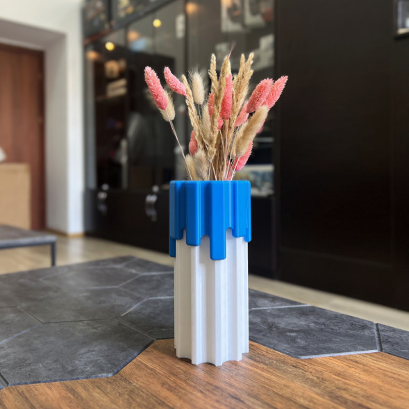 Ваза HatRom Drip, белый-синий в Тамбове